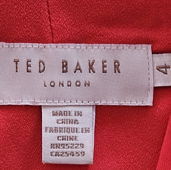 TED BAKER London Red Sleeveless Floral V- Neck Fit & Flare Dress Size 4 - Picture 9 of 10